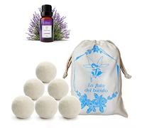 Boules de séchage en laine, 6 boules de séchage anti-froissage et attrape-cheveux à l'huile essentielle de lavande, boules de séchage en laine au parfum de lessive LUMINER