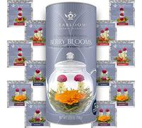 Boules de thé vert aux baies rouges Teabloom en cartouche cadeau de 12 fleurs - 4 variétés de thé sculpté aux baies rouges : canneberge, myrtille, baie d’açaï et fraise + thé vert