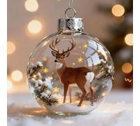 Boules décoratives 3D en verre 3D en forme de faune, vives décorations de Noël 3D animal, 7 cm, en plastique transparent, décorations de Noël pour sapin de Noël, décorations