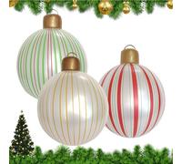 Boules Décoratives De Noël,40 cm Décorations de Noël Gonflables,3 Pièces Décoration Gonflable Design À Rayures - pour Maison Jardin Pelouse Intérieur Patio Extérieur