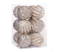 Boules décoratives élégantes en mousse avec paillettes, parfaites pour le sapin de Noël et les fêtes de fin d'année (blanc)