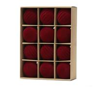 Boules décoratives en velours pour sapin de Noël à faire soi-même - Boule à suspendre avec visage floqué texturé - 6 cm, 8 cm, rouge et vert café (6 cm rouge vin)