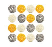 Boules décoratives pour centre de table, 16 boules en rotin de 2,8 pouces, boules en osier jaunes, sphères décoratives