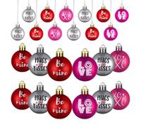 Boules décoratives saisonnières en forme de cœur : vingt-quatre unités de ballons décoratifs couleur écarlate blush accent festif | Collection de décorations de fête sur le thème de l'amour, scène