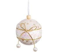 Boules deNoël ruban blanc-doré en mousse de polyéthylène tissée 6 x 6 x 6 cm (6 pièces)