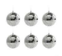Boules disco argentées à suspendre pour sapin de Noël pour mariage, maison, fête, éclairage réfléchissant la lumière (6 cm)