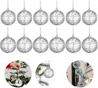 Boules Disco Miroir,12Pcs Boule A Facette Miroir Argent Boule Disco Décoration Suspendre Mirror Balls 5 Cm Et 4Cm Réfléchissant Pour Décoration D'Arbre De Noël Célébration De Mariage Gâteau