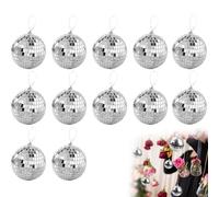 Boules Disco Miroir,Boules à Facettes Argentées Boule Disco,Décoration à Suspendre pour Fête,Carnaval,Décoration d'arbre de Noël,12 Pcs