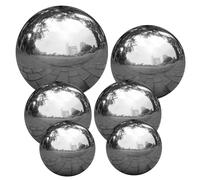 Boules en argent, boule de regard en acier inoxydable, 6 pc balles en argent, 2/3/4/6 Grandes boules brillantes, sphère de jardin polirté réfléchissant pour l'ornement de l'étang de jardin, regarda