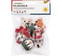 Boules en feutre ANIMAUX EN HIVER, 5 pièces