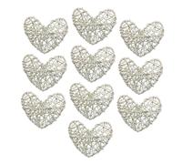 Boules en Forme de Cœur en Rotin et Osier, 10 Pièces, Ornements Suspendus pour Arbre de Noël, Pendentifs Rustiques pour Vacances, Cadeaux de Saint-, Blanc