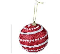 Boules en mousse légères de 8 cm pour décoration de sapin de Noël et de fenêtre avec design contemporain en spirale, adaptées pour les arrangements festifs (rouge)