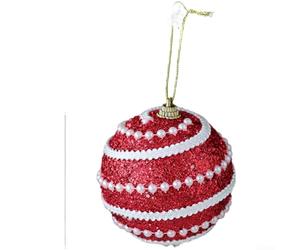 Boules en mousse légères de 8 cm pour décoration de sapin de Noël et de fenêtre avec design contemporain en spirale, adaptées pour les arrangements festifs (rouge)