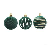 Boules en plastique floqué pour décoration d'arbre Rouge 6 cm