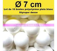 Lealoo Lot de 10 Boules Pleines en polystyrène, diam. 7 cm, Sphères Styropor Blanc densité Professionnelle
