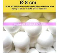 Boules en polystyrène - LEALOO - Lot de 10 - Diamètre 8cm - Haute densité - Couleur blanche
