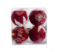Boules en velours pour décorations de vacances peintes à la main pour sapin de Noël - 8 cm - Idées de bricolage (B)