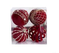 Boules en velours pour décorations de vacances peintes à la main pour sapin de Noël - 8 cm - Idées de bricolage (C)