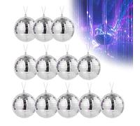 Boules Miroir,12 Pièces Mini Boule Miroir Argent(3CM),Argent Boule à Facettes Disco,pour décoration de fête, Mariage,Maison,Effet de lumière DJ,Accessoires de scène,Décoration de Sapin de Noël.