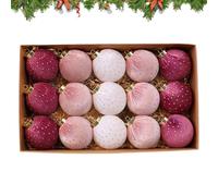 Boules Ornement Flockées,15 Pièces de Décoration Maison Rustique Flockée - Décorations pour Sapin de Noël,Maison la sécurité, ces ornements Chambre Salle de Bain École Bureaux Hiver Fêtes Anniversaire