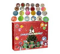 Boules rebondissantes de l'Avent de Noël - Ensemble de jouets à balles rebondissantes de vacances à 24 compartiments, kit de jeu festif | Collection de jouets de Noël interactifs amusants pour