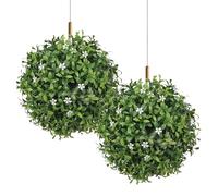 Boules topiaires artificielles - Boule de buis artificielle | Boules de buis artificielles à suspendre | Boules topiaires avec lampes solaires | Décorations à suspendre pour intérieur, jardin, balcon