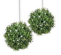 Boules topiaires de fleurs artificielles - Boules de buis artificielles imperméables à suspendre pour cour, intérieur, jardin, mariage, balcon, terrasse, porche, arrière-cour
