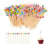 BOULESENM 200 Pièces Pique Aperitif, 12cm Pique Cocktail Bois, Bois Brochettes Cocktail Cure, Brochette Aperitif, Cure Dent Decoratif Apéritif Pic Coeur Déco Cocktail pour Fingerfood, Snacks