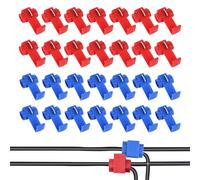 BOULESENM 50 Pièces Cosses Electriques,Connecteur Dérivation Auto-Dénudants Rapide,Connecteur Automobile,Cosses Electriques a Sertir,Raccords Auto-Dénudants Rouge 25 Pcs Bleu 25 Pcs