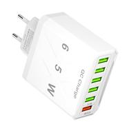 BOULESENM 65W Chargeur USB Multiple, 6Ports Chargeur Rapideavec QC 3.0 Smart Charger,Prise USB Multiple,Multiprise 6 Prises,Multi Adaptateur pour i-Phone 14/13/12/11/XS/X, SAMS-ung Galaxy S23 S22 S21