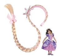 BOULESENM Perruque Reine Perruque Raiponce Perruque Princesse, Rose Perruques Déguisement Tresses, Perruque Raiponce Cheveux Extensions Bandeau Tressé pour Carnaval Haloween Fête