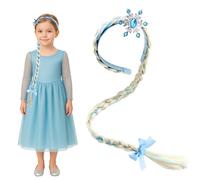 BOULESENM Perruques Déguisement Tresses, Perruque Reine Perruque Raiponce Perruque Princesse, Perruqué Raiponce Cheveux Extensions Bandeau Tressé Bleu pour Carnaval Haloween Fête