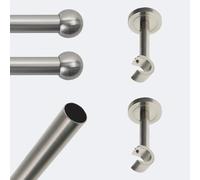 BOULET Kit barre à rideaux 1M50 Tendance 20mm Mur Boule Nickel Mat