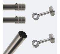 BOULET Kit barre à rideaux 1m50 Tendance 28mm Mur Boule Nickel Mat