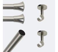 BOULET Kit barre à rideaux 2M00 Tendance 20mm Plafond Pommeau Nickel Mat