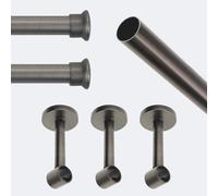 BOULET Kit barre à rideaux 2m50 Tendance 20mm Mur Chapeau Carbone