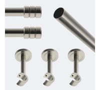 BOULET Kit barre à rideaux 2M50 Tendance 20mm Mur Cylindre 2ST Nickel Mat