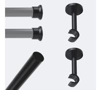 BOULET Kit de barre à rideaux 2m00 20mm - Mur - Chapeau Noir Mat