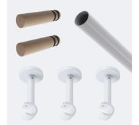 BOULET Kit de barre à rideaux 2m50 20mm - Mur - Blanc Cylindre Bois