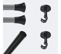 BOULET Kit de barre à rideaux 2m50 20mm - Plafond - Pommeau Noir Mat