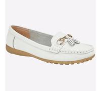 Boulevard Camila Femmes Classique Smart Décontracté Cuir Pompons Mocassins Blanc