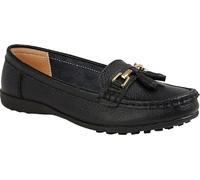 Boulevard - Chaussures à enfiler de selle pour femme, action cuir DF2508 (40,5 EU) (Noir)