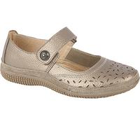 Boulevard Femmes Chaussures d'été Mary-Jane à perforation et fermeture Velcro, large DF419 (43 EU / 9UK) (Bronze)