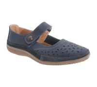 Boulevard Femmes Chaussures d'été Mary-Jane ajourées et à scratch, grande largeur DF419 (37 EU / 4UK) (Bleu marine)
