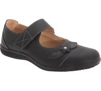Boulevard Femmes Chaussures Mary-Jane d'été à scratch, grande largeur DF423 (38 EUR) (Noir)