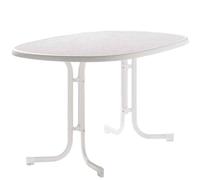 Boulevard-Klapptisch, 140x90x72cm Blanc Stahrohrgestell Mecalit-Pro-Platte