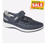 Boulevard - Chaussures Ouvertes perforés (Pied Large) - Femme (36 FR) (Bleu Marine)