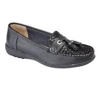 Boulevard - Mocassins imitation crocodile (pieds larges) - Femme (41 EU) (Noir) - UTDF1459 Noir