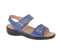 Boulevard - Sandales pour femmes, fleuries, en cuir synthétique DF2382 (40,5 EU) (Bleu marine)