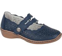 Boulevard - Sandales pour femmes, perforées, en cuir DF2510 (38 EU) (Bleu marine)